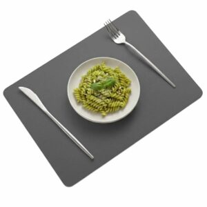 4-Pack Bordstablett i Konstläder Rektangulär Mörkgrå 43x30cm