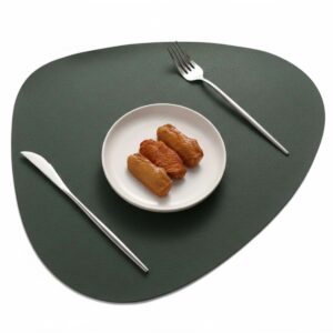 4-Pack Bordstablett i Konstläder Rundad Grön 43x36cm