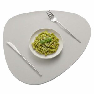 4-Pack Bordstablett i Konstläder Rundad Ljusgrå 43x36cm