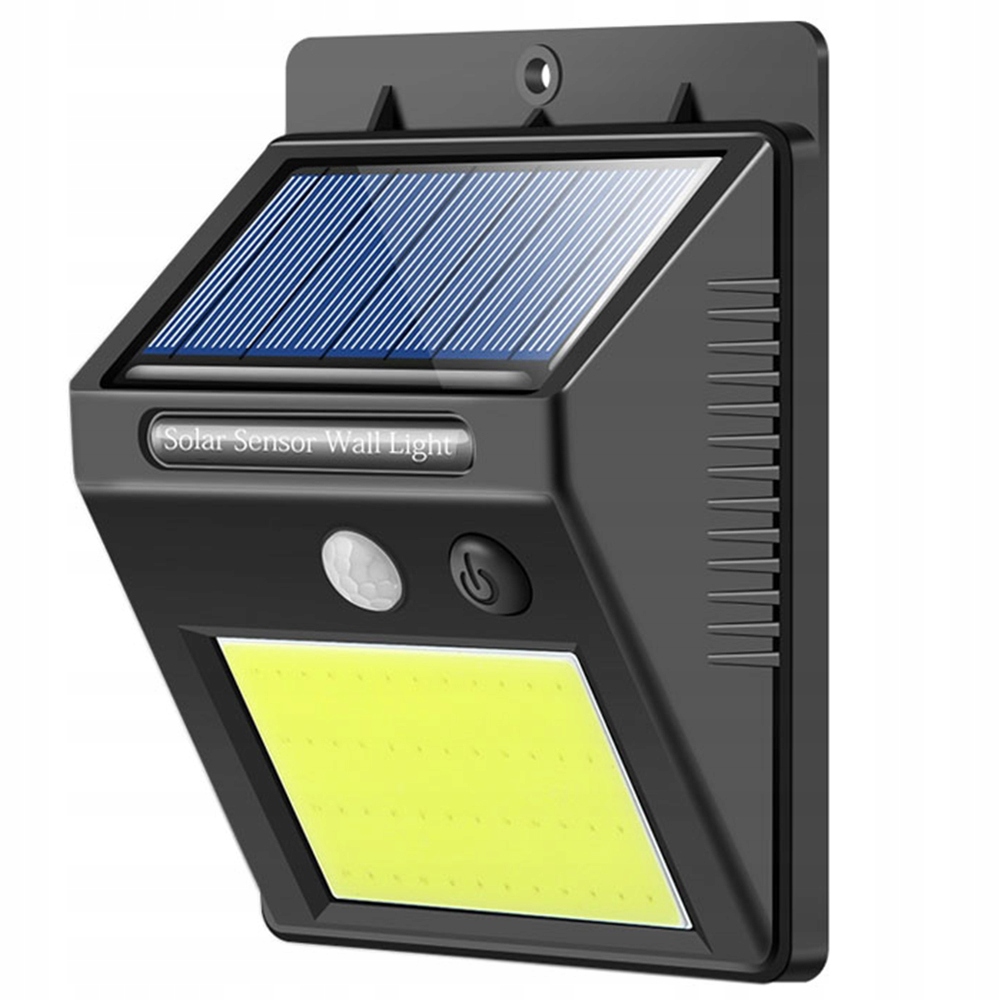 Solcellslampa 48 led cob med rörelsesensor & skymningssensor – utomhus vägglampa svart