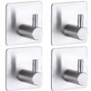 Självhäftande Krokar 4-Pack – Rostfritt Stål – Ingen Borrning