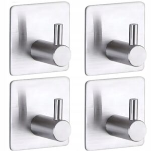 Självhäftande Krokar 4-Pack – Rostfritt Stål – Ingen Borrning