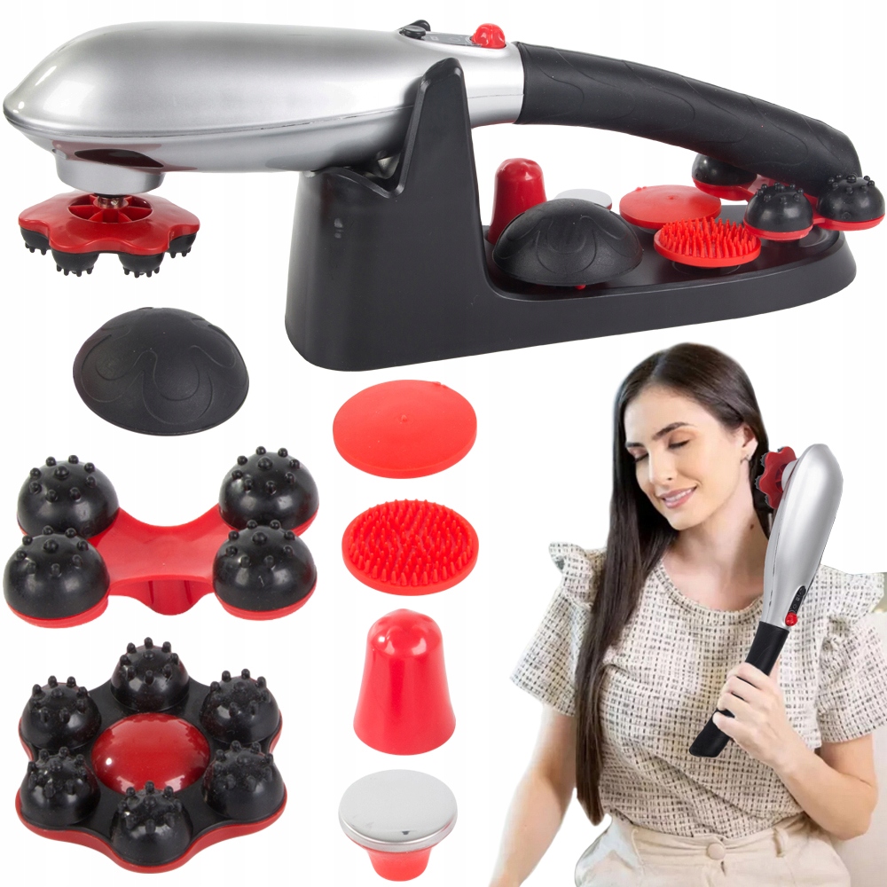 Massageapparat 7-i-1 – elektrisk kroppsmassager med utbytbara munstycken & justerbar intensitet