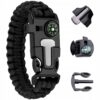 Paracord Armband 5-i-1 Svart – Kompass, Tändstål, Visselpipa för Överlevnad