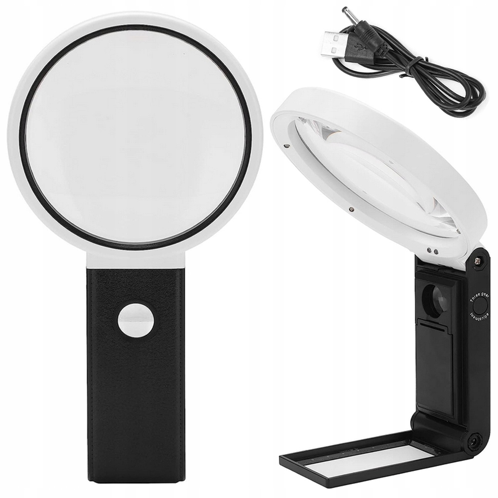 Juvelerar-förstoringsglas 10x / 25x – led & uv-lampa med mätlinjal