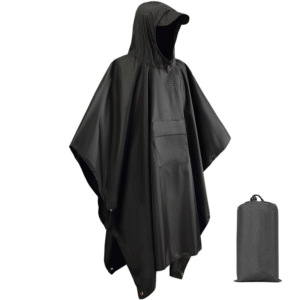Regnponcho med Huva – Vattentät PVC Regnjacka 203 × 130 cm Svart