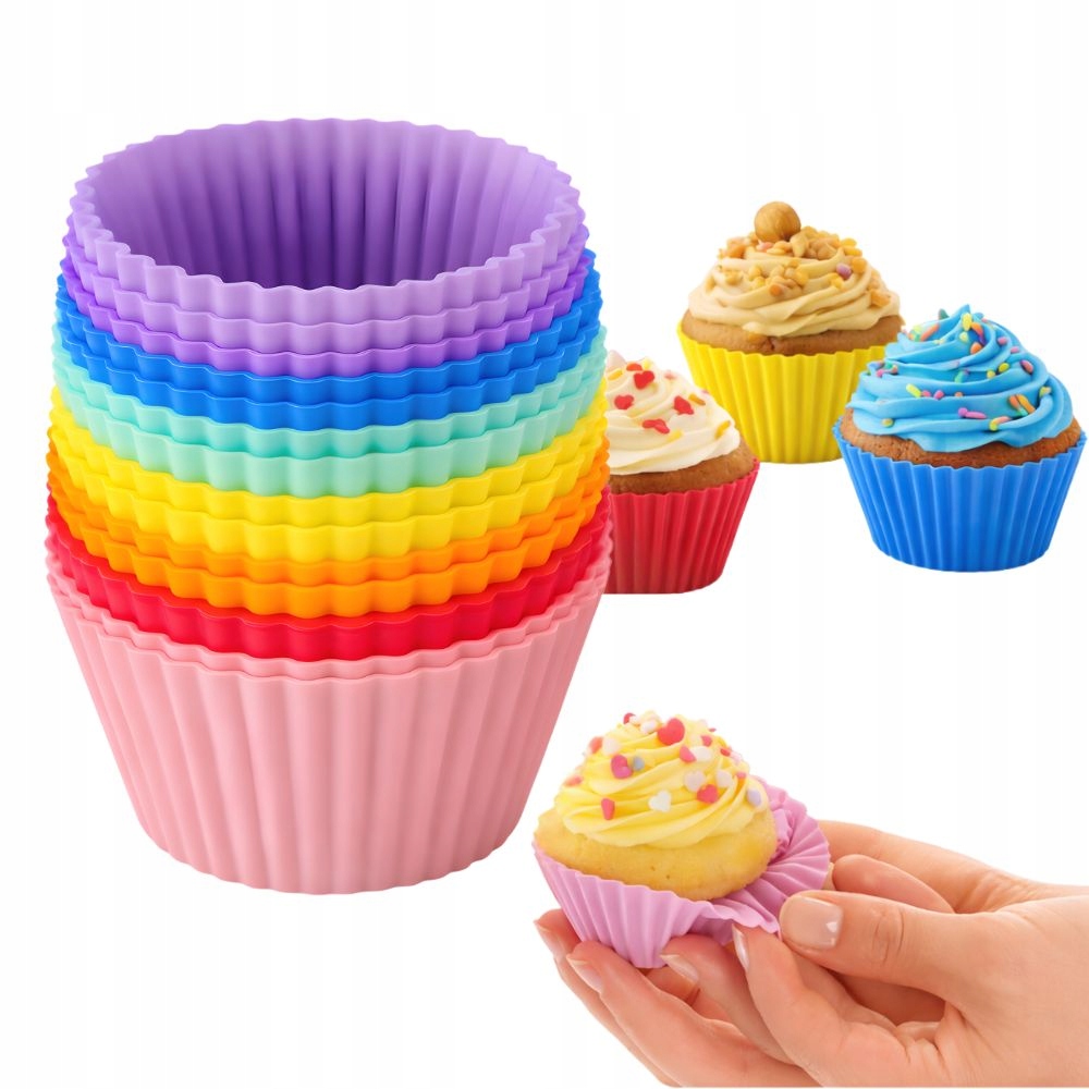 Silikonformar för muffins & cupcakes – 12-pack återanvändbara bakformar
