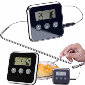 Digital kökstermometer med stekprobe, timer och larm