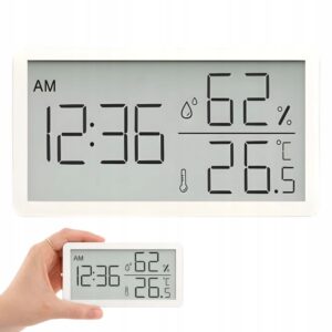 Digital Termometer & Hygrometer med Klocka – Temperatur & Luftfuktighet för Hem & Kontor