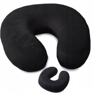 Resekudde Memory Foam – Nackkudde för Bil, Flyg & Resor – Svart