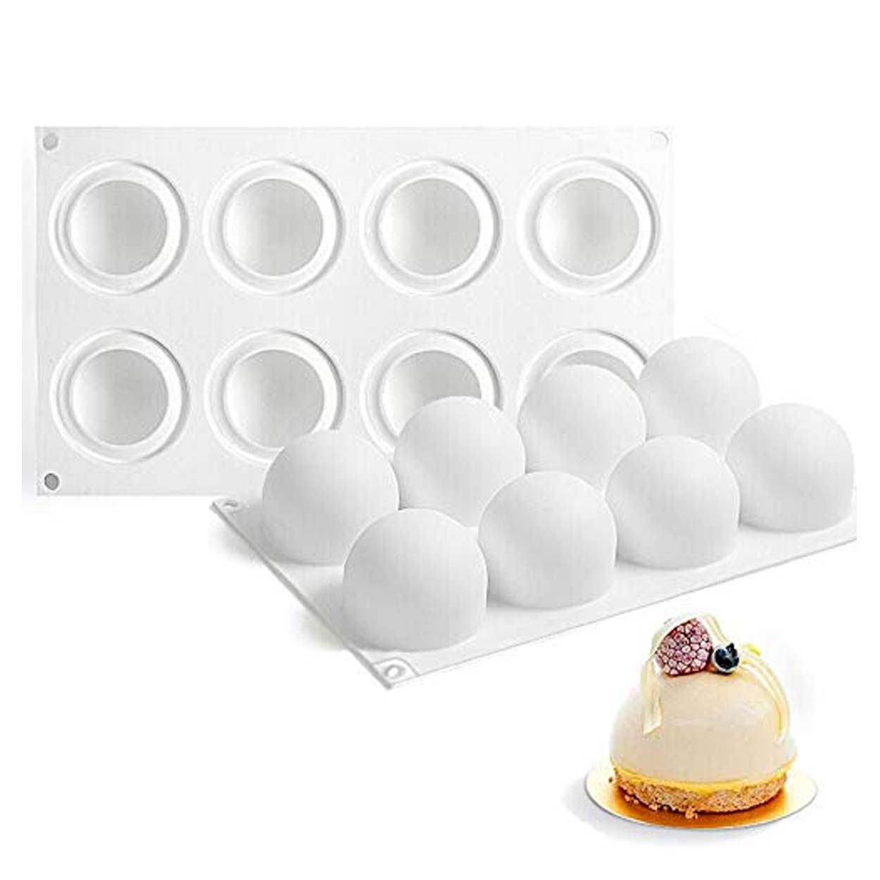 Silikonform bollar 6 cm – 8 hål | för mousse, choklad & dessert - bild 6