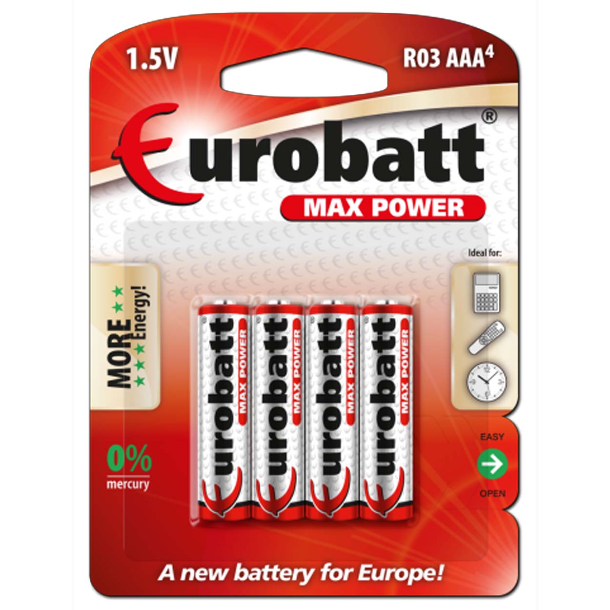 Zinkkloridsbatterier aaa - 4-pack blister (br3-bp4) max power super heavy duty
