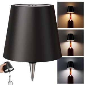 Bordslampa för Flaska LED – Uppladdningsbar Flasklampa med Touch, 3 Färgtemperaturer & Dimmer Svart