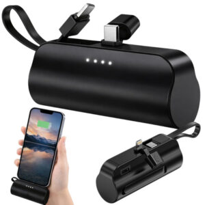 Powerbank 5000 mAh med Inbyggd Lightning & USB-C – Kompakt Reseladdare (10W)