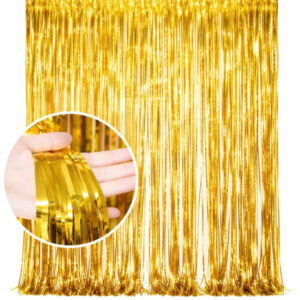 Guldig Foliegardin med Självhäftande Tejp – Festdekoration för Födelsedag & Bröllop