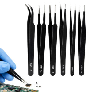Precisionspincetter 6-Pack Antistatiska – ESD Pincett Set för Elektronik, SMD & Modellbygge