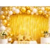 Guldig foliegardin med självhäftande tejp – festdekoration för födelsedag & bröllop