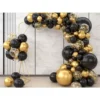Ballongset svart & guld med hjärtballonger – festdekoration med konfetti