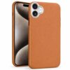 Tunt TPU-skal med läderfinish till iPhone 16 – Brun