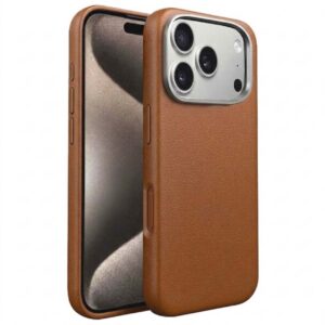 Tunt TPU-skal med läderfinish till iPhone 17 Pro – Brun