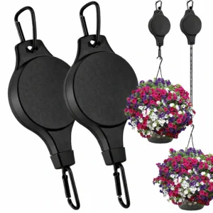 2st Justerbara Upphängningskrokar för Blomkrukor | Höj- och Sänkbara Hängare Svart