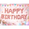 Happy birthday ballong girlang roséguld – foliebokstäver 13 delar dekoration