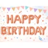 Happy birthday ballong girlang roséguld – foliebokstäver 13 delar dekoration
