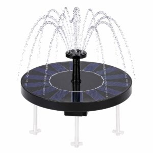 Solcellsdriven fontän med fötter och 7 munstycken för fågelbad och damm 18cm