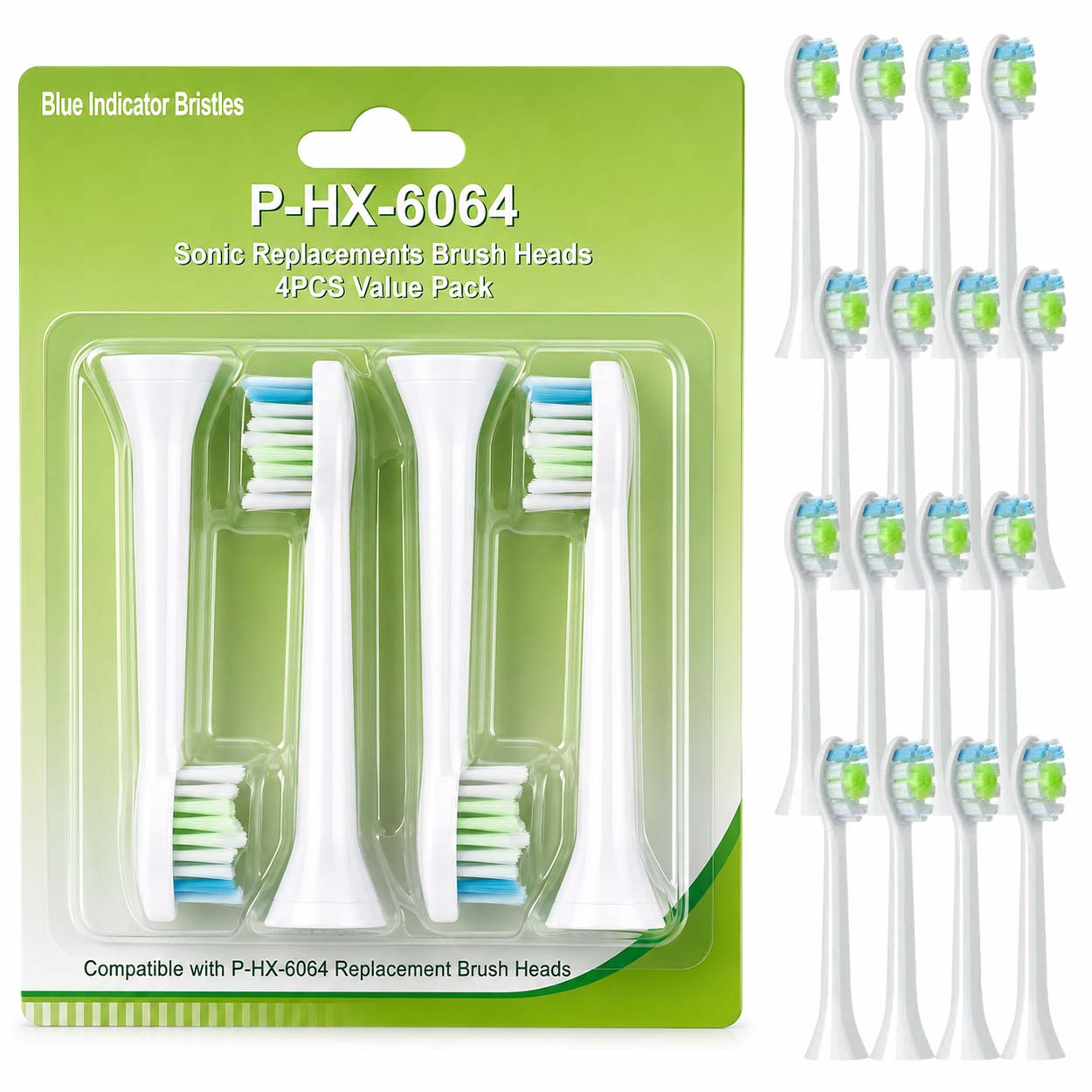 16-pack philips sonicare hx6064 kompatibla tandborsthuvud vit