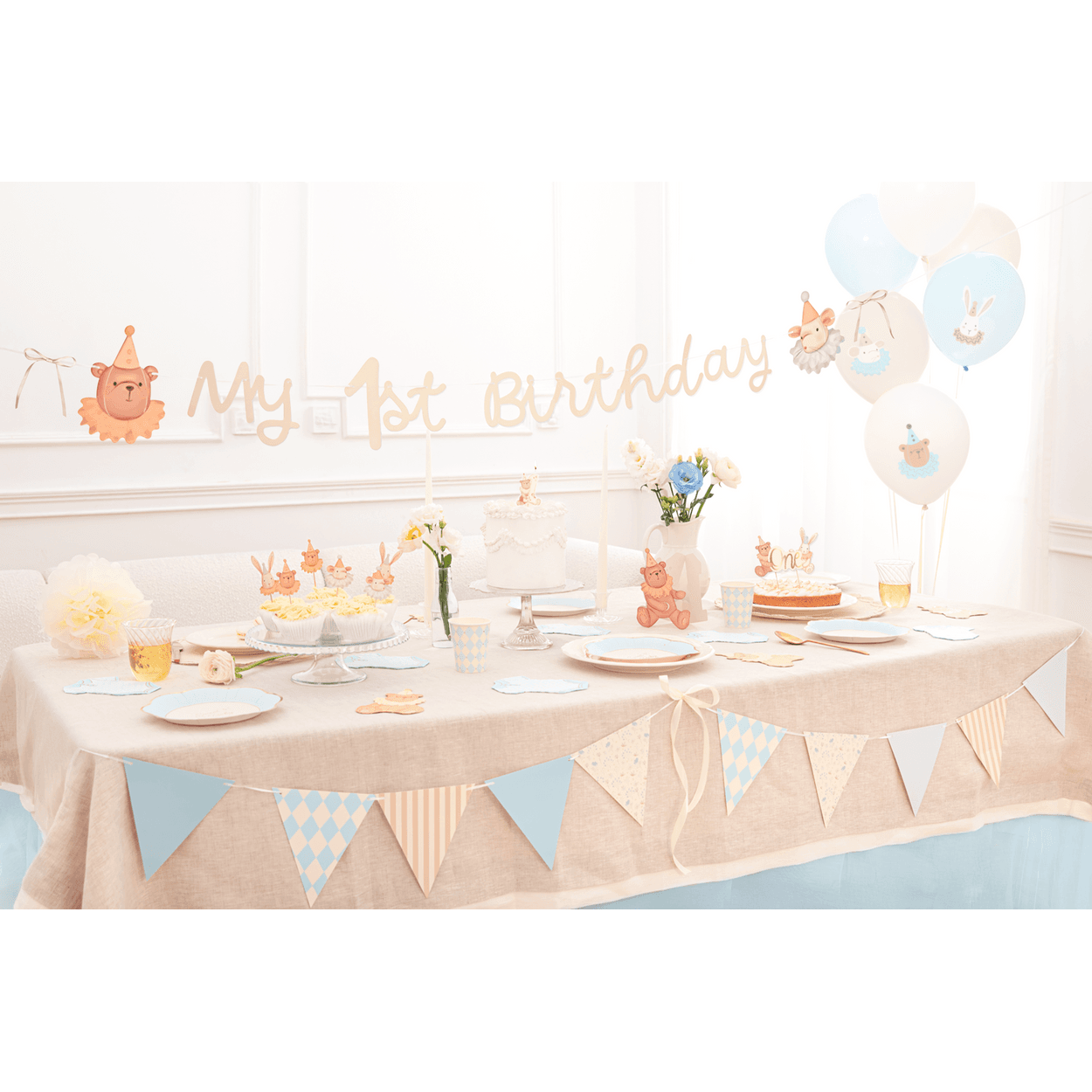 Baby ballonger blå med djurmotiv 12 tum – 6-pack