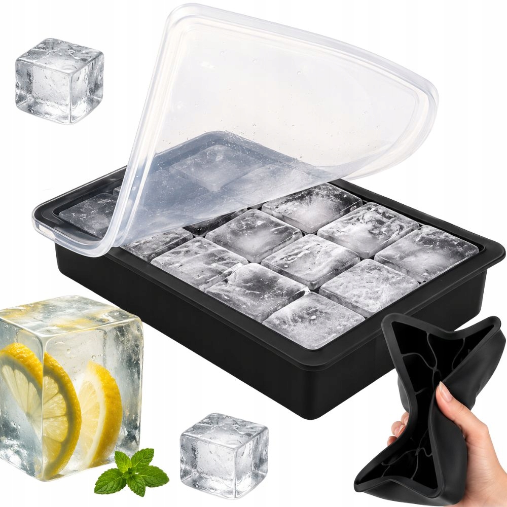 Isform i silikon med lock – 15 stora iskuber för drinkar & whisky