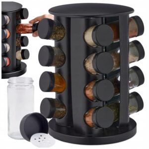 Kryddställ Roterande 12 Burkar – Kryddorganiserare i Glas
