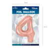 Folieballong siffra 4 roséguld 70 cm