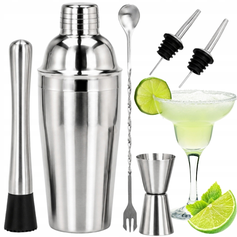 Drinkset 6 delar – cocktailshaker 750 ml med bartillbehör