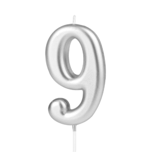 Tårtljus Siffra 9 Silver 10 cm
