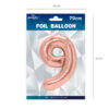 Folieballong siffra 9 roséguld 70 cm
