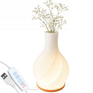 Vas med LED Belysning – Spiralformad Bordslampa med 3 Ljusfärger