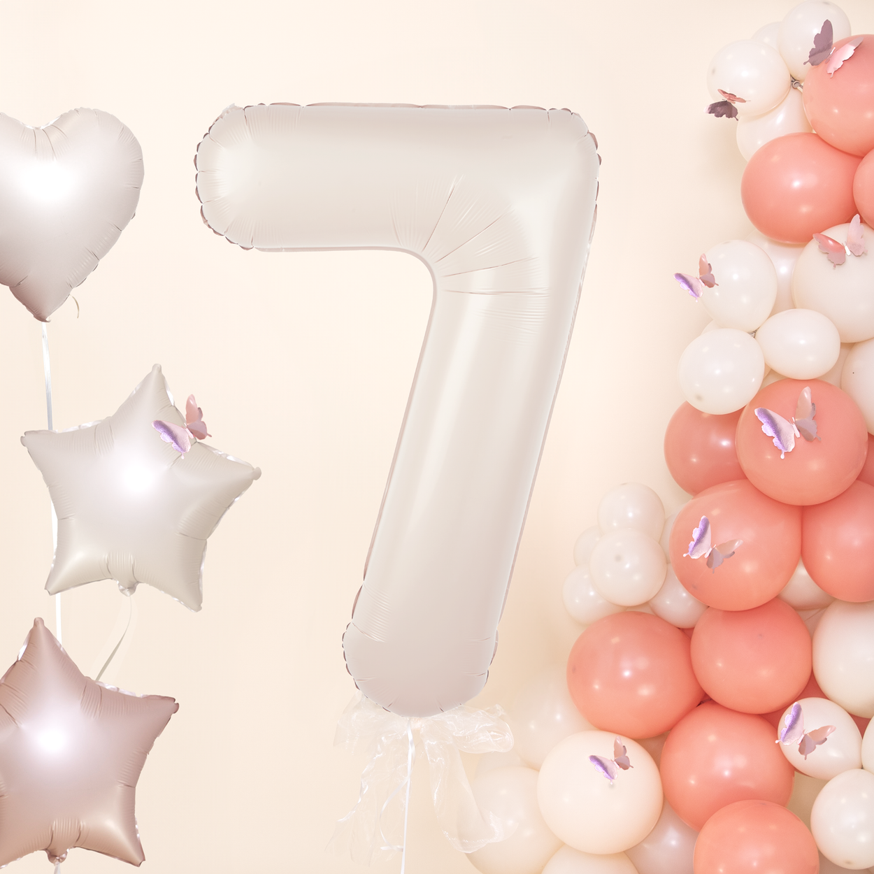 Folieballong siffra 7 kräm beige 100 cm - bild 3