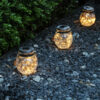 Solcellslykta i glas 4-pack – hängande led lampor med varmvitt ljus