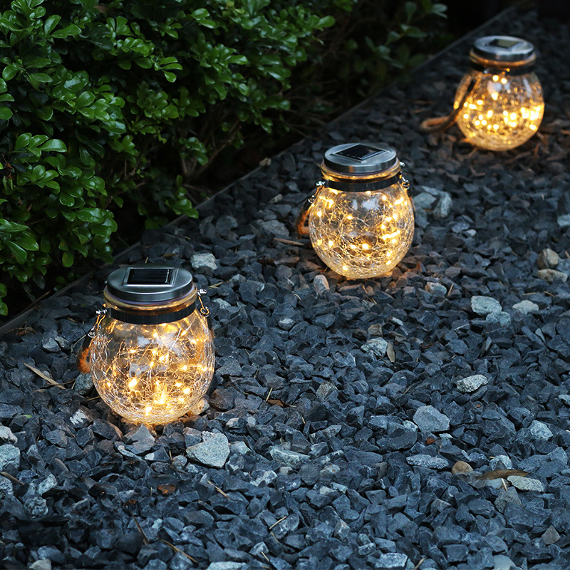 Solcellslykta i glas 4-pack – hängande led lampor med varmvitt ljus - bild 8