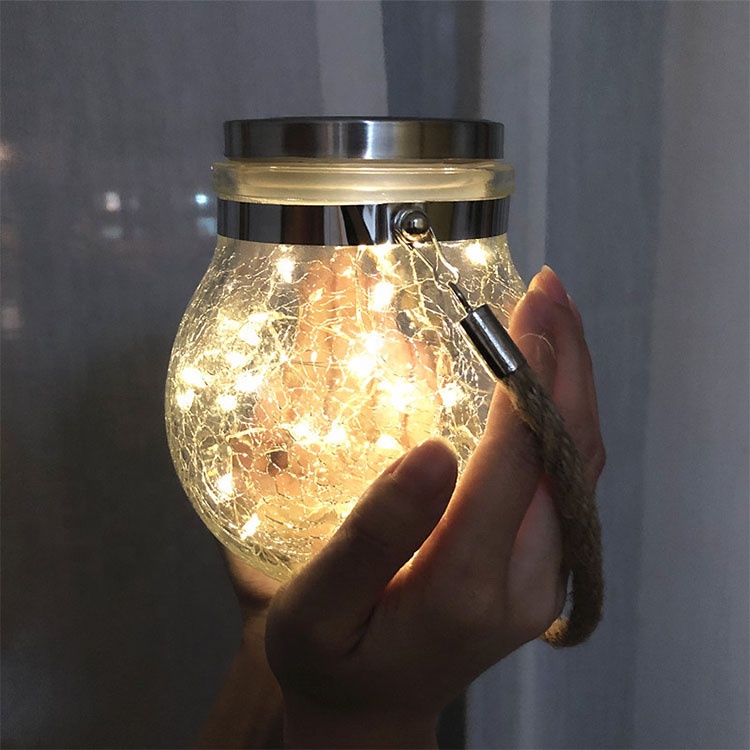 Solcellslykta i glas 4-pack – hängande led lampor med varmvitt ljus - bild 6