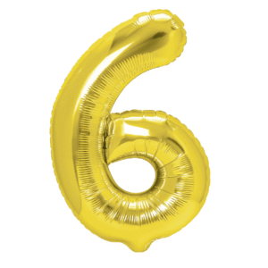 Folieballong Siffra 6 Guld 40 cm