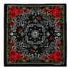 Bandana med Rosor 55 cm – Svart Paisley Huvudduk Scarf i Bomull