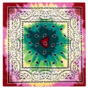 Bandana Tie Dye 55 cm – Grön & Röd Paisley Huvudduk Scarf i Bomull