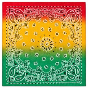 Bandana Tie Dye 55 cm – Röd Gul & Grön Paisley Huvudduk Scarf i Bomull