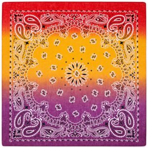 Bandana tie dye 55 cm – röd orange & lila paisley huvudduk scarf i bomull