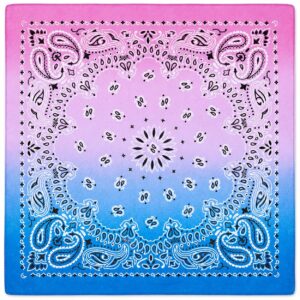 Bandana Tie Dye 55 cm – Rosa & Blå Paisley Huvudduk Scarf i Bomull
