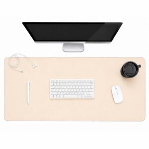 Beige Skrivbordsunderlägg Deskmat 90x45 cm PU-Läder