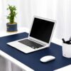 Mörkblått skrivbordsunderlägg deskmat 90x45 cm pu-läder
