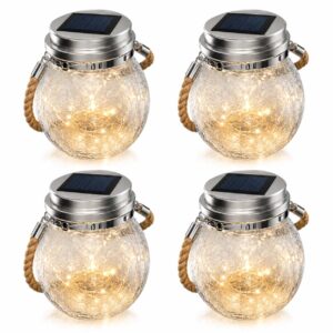 Solcellslykta i Glas 4-pack – Hängande LED Lampor med Varmvitt Ljus